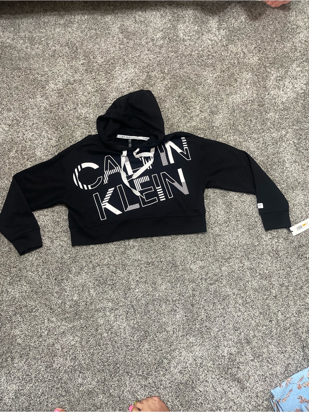 Calvin Klein Black Cropped Logo Hoodie